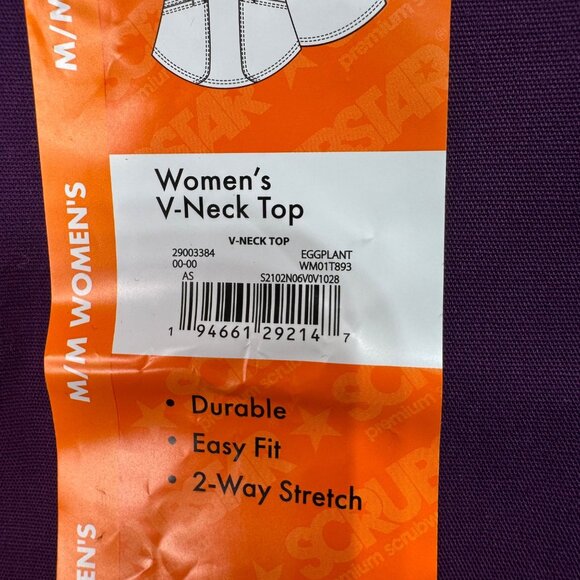 Scrubstar Womens Size Medium V-Neck Scrub Top Purple Durable Easy Fit Stretch - Picture 4 of 8